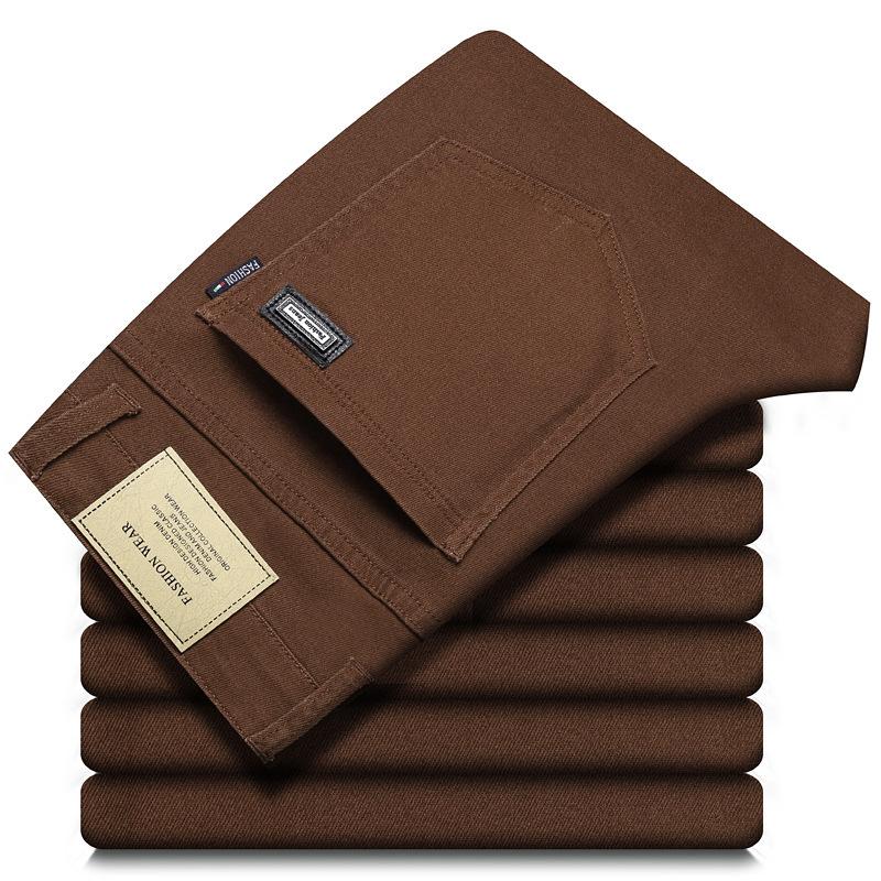 Весна/Лето Новый сезон Эластичные джинсы Мужские прямые облегающие универсальные повседневные брюки Длинные брюки