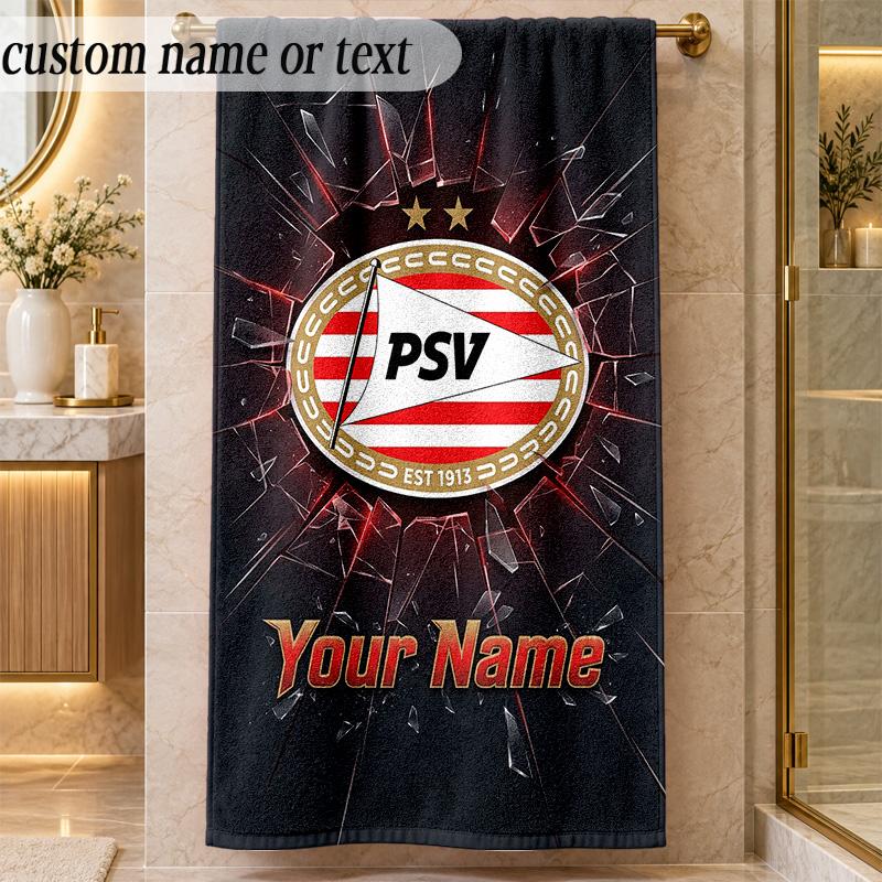 Beach TowelPSV Eindhoven FC Custom Name Text Personalized Soft Towel for Beach Pool Indoor Home Decor Gift