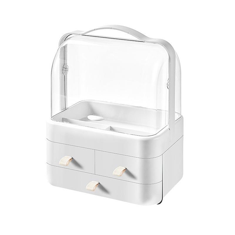 Органайзер для косметики, ящик для хранения, пылезащитный ящик для рабочего стола, органайзер для ювелирных изделий, прозрачная переносная ручка, контейнеры для хранения средств по уходу за кожей