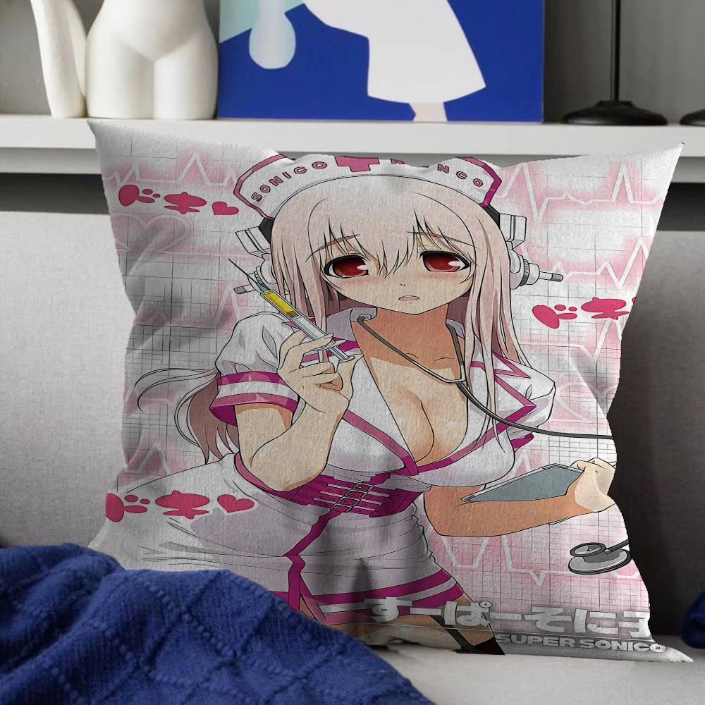 SSuper SSonico Anime Cushion Cover Pillowcase Upholstery Sofa Throw Pillow Home Decor Pillowcas