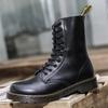 Fashion Men'S Boots Casual Leather Shoes Men Vintage Lace-Up Punk Motocross Boots Male Black Spring Autumn Handmade Footwear