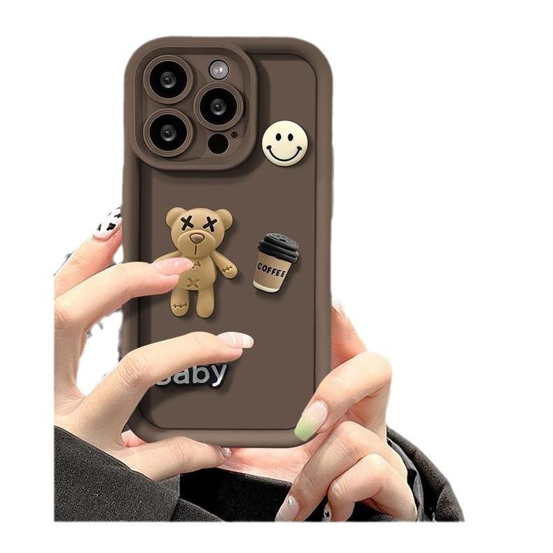 Applicable To IPhone 15 Mobile Phone Case Bear Doll 13 Luxury Apple 16 Promax Creative 14 Anti-fall Women