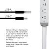Удлинитель-сетевой фильтр 27,56 дюйма с портами USB-A, USB-C и 2 розетками переменного тока