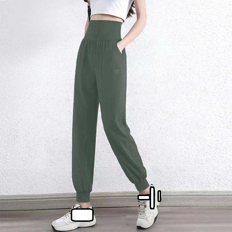 Женские быстросохнущие брюки для йоги с высокой талией, всесезонные удобные наклонные карманы, длинные стильные спортивные штаны