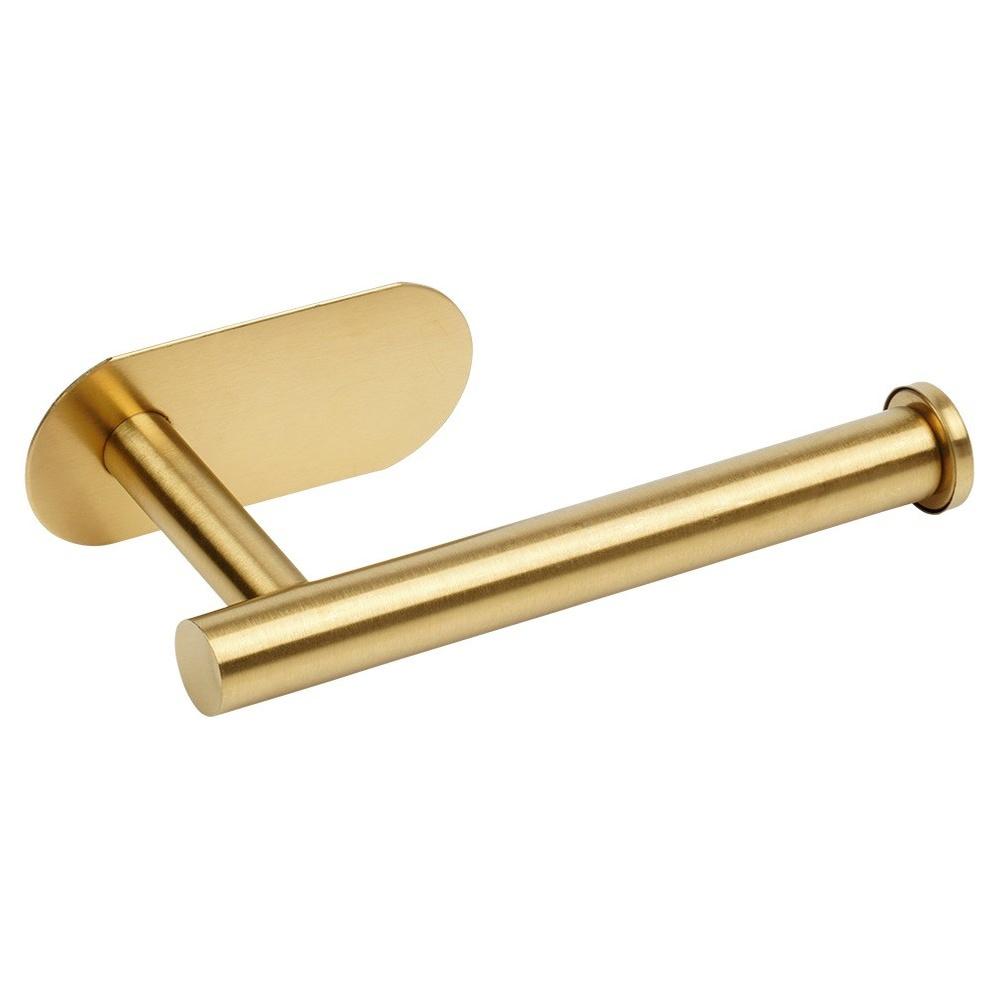 Toilet Paper Holder Wall Mounted Self-Adhesive Bathroom Hanger Gold
