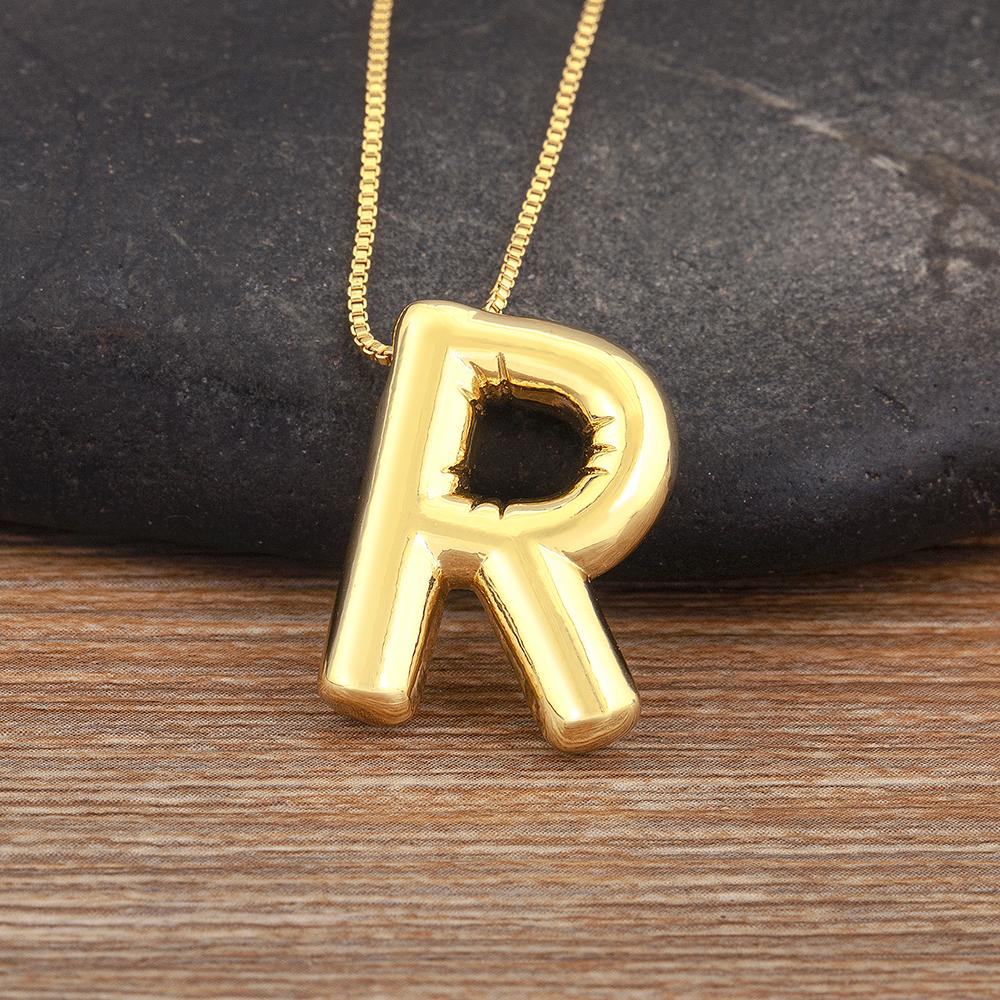 Nidin New Retro Punk Style Copper A-Z Letters Pendant Necklace Initials Alphabet For Women Vintage Name Jewelry Daily Party Gift