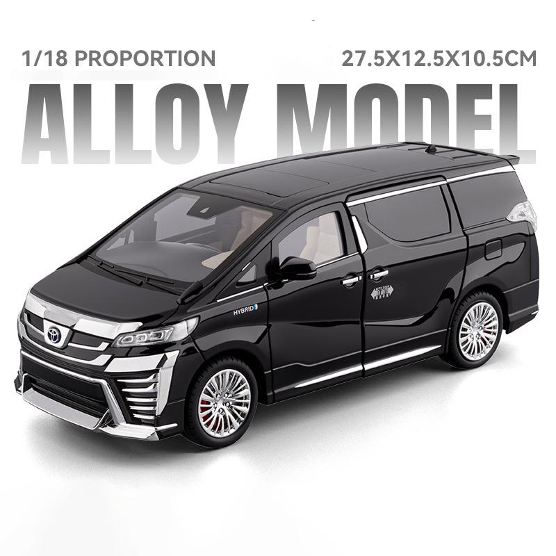 1/18 Toyota Vellfire MPV Automatic Door Alloy Car Model Sound and Light Pull Back Children's Toy Collectibles Birthday Gift