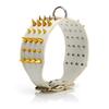 Wide Spikes Studded Leather Pet Dog Collar, Large Breeds, Pitbull, Doberman, M, L, XL Sizes, 3 Inch