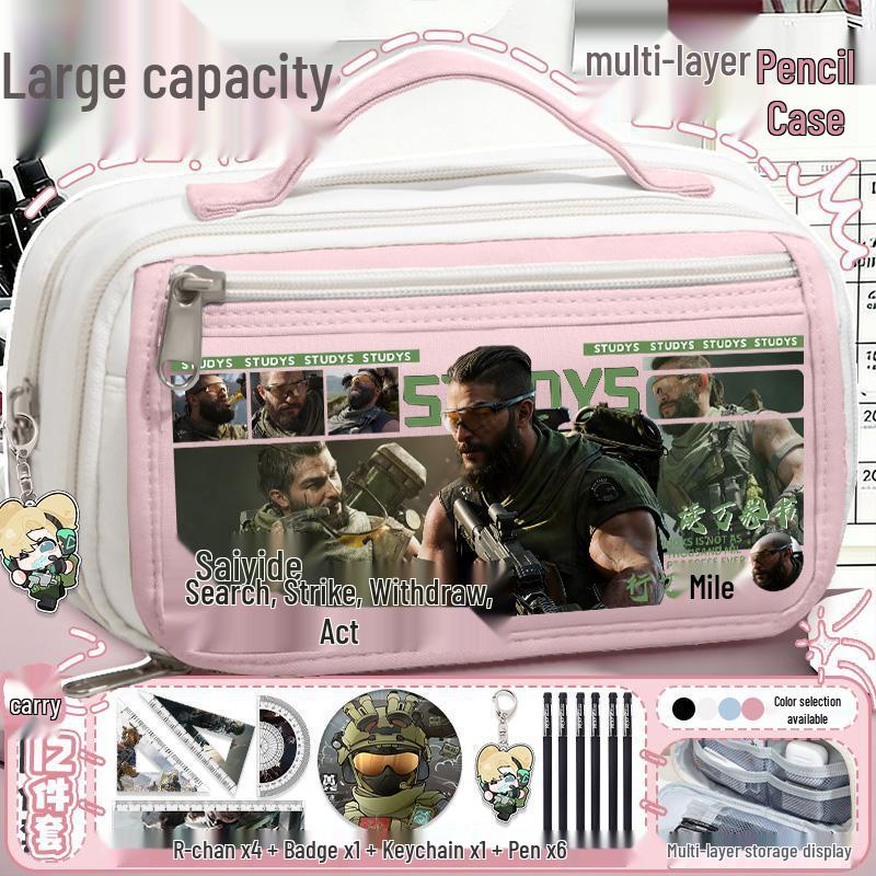 Delta Action Multi-Layer Large Capacity Pencil Case: Portable for Primary & Secondary Students, Stylish & Functional Stationery Organizer.