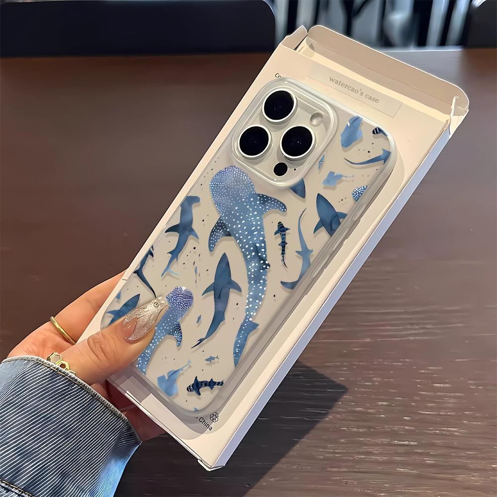 Чехол на весь экран с золотыми рыбками и акулами для IPhone 16 15 14 Pro 15 Plus 13 12 11 17 Pro Max Air 14 Plus Мягкий силиконовый чехол-оболочка