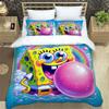 3D Sponge Bob Square Pants Printed Bedding Set, Cartoon Pattern Duvet Cover and Pillowcases, Single/Double Bed Sheet Sets,