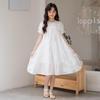 Girls' Summer 2025 Chinese Style Princess Dress - White Short Sleeve for Primary Students