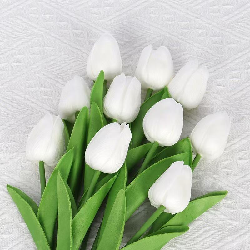 6-Piece Set of Artificial Mini Tulips with Realistic Pollen-Pink Single-Touch Tulips, Ideal for Indoor Decor and Table Arrangeme