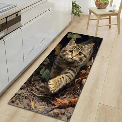 1 шт., милый напольный коврик с рисунком кошки, современный кухонный полиэстеровый ковер, нескользящий, цветной, для дома, ванной комнаты, спальни, гостиной, декора