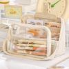 Large Capacity Transparent Pen Bag DIY Stationery Box Cute Transparent Pencil Case  Office