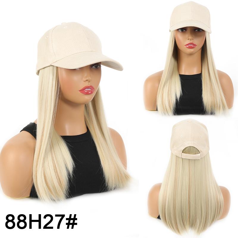 Белая кепка-утконос, длинный прямой парик, синтетический парик для женщин, удобный в ношении, регулируемый размер для ежедневного использования