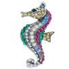 Fashion Rhinestone Alloy Vintage Seahorse Brooch Sea Life Rhinestone Buckle Pin Clothing Accessories