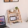 Wooden Desktop Storage Rack Double Layer Foldable Design Smooth Edge Burr Free Decorative Plant Stand