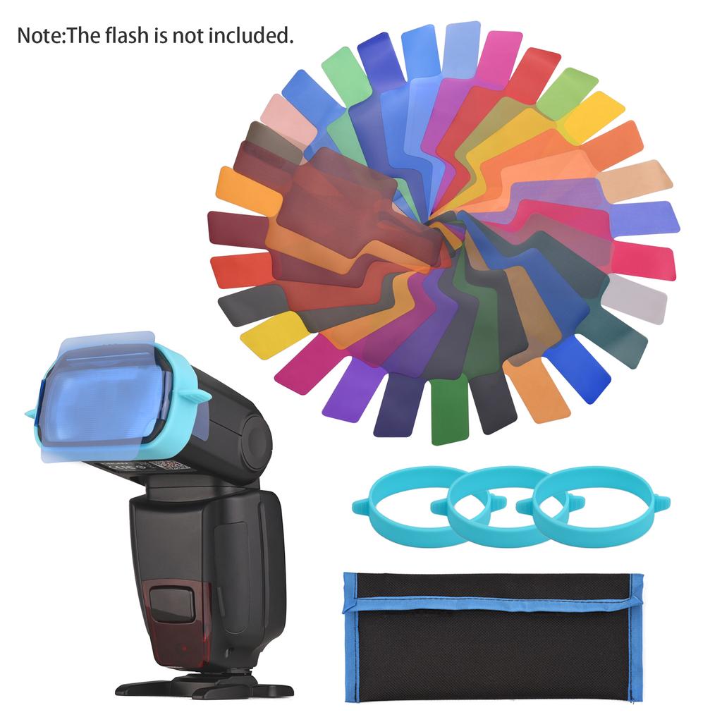 30 pcs set Universal Flash Lighting Filter Flash Gels Color Correction Filters for Camera Speedlite Flash Light with