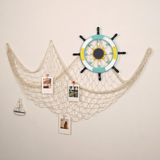Fishing Net Decoration Wall Art Cotton Fish Net Picture Wall Hanging Fishing Net for Hawaiian Themed Party Under The Sea Party Decoration