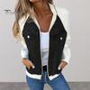 Fall Spring Women Jacket Colorblock Zipper Closure Long Sleeves Hooded Fake Chest Pocket Decor Lady Daily Wear Jacket