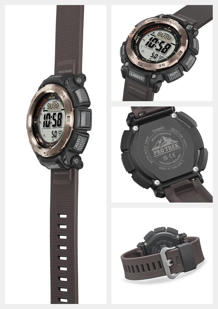 Casio Pro Trek Watch [Official Japanese Product] Climber Line Radio-Controlled Solar Watch with Biomass Plastic Construction, PRW-3400Y-5JF, Men's