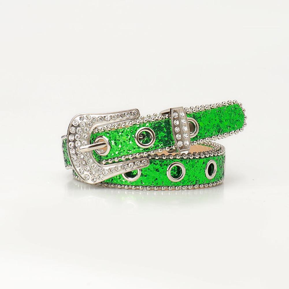 Блестящий ремень со стразами женский регулируемый по длине пояс кожаный ремень для y2k девушек