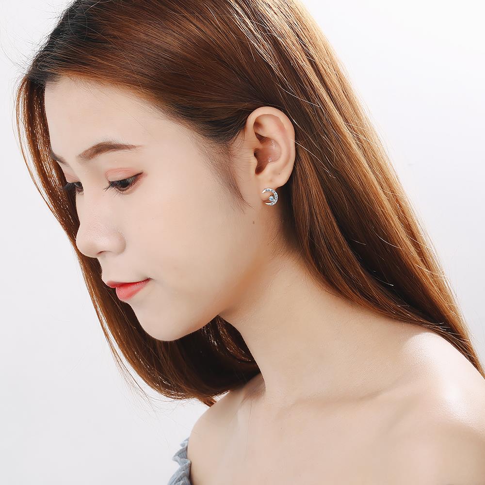 Романтичные асимметричные серьги-пусеты из стерлингового серебра 925 пробы в виде звезды и луны с голубым цирконом, праздничные украшения, дропшиппинг S -E884