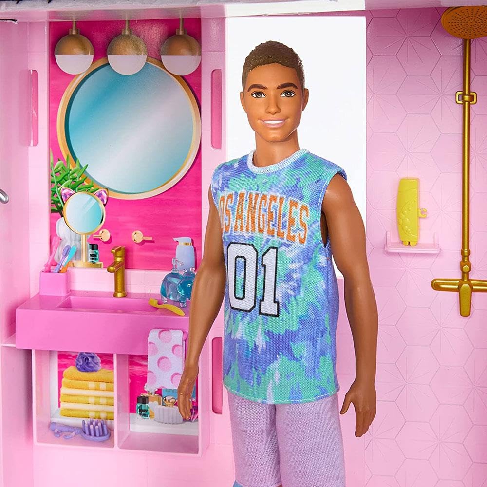 barbie Dream House Large Sliding House and Barbie Doll Accessory Play Years Old and HMX10 3-way (lights Sounds) [Dress-up Doll/dollhouse, Set] [3 Up]