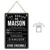 [R5068] - Metal Plaque 'House Rules' Black - 30x20 Cm