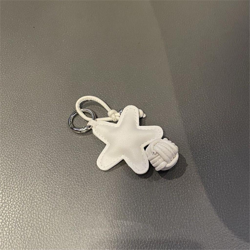 Handcraft Pentagram Keychain Accessory Hanging Pendant Stylish Faux Leather Designing Keyring for Bags and Keys