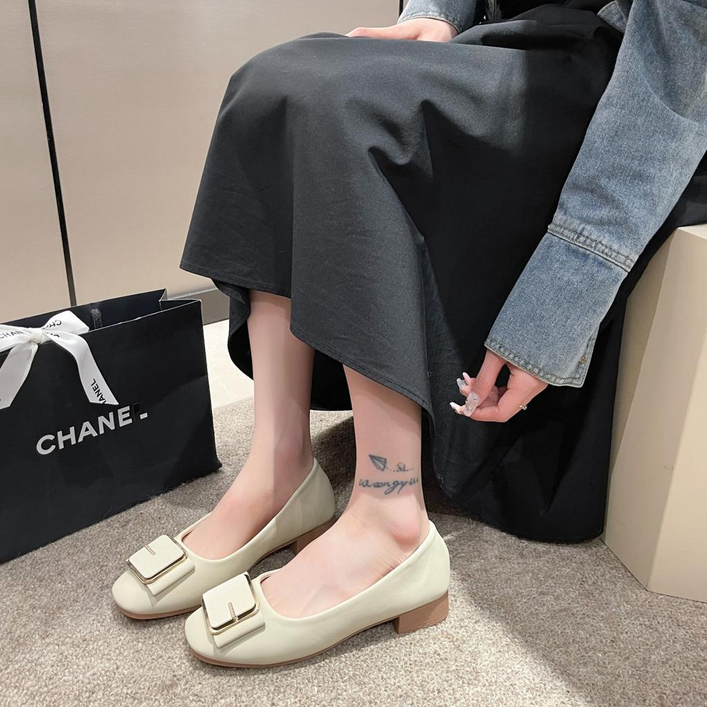 Женские туфли-лодочки новые весенне-осенние на среднем каблуке туфли Doudou женская модная вечерняя обувь с мелким вырезом туфли бабушки женские