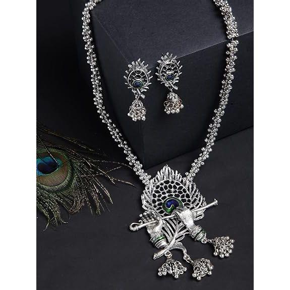 Модный новейший стильный традиционный набор украшений из окисленного серебра для женщин