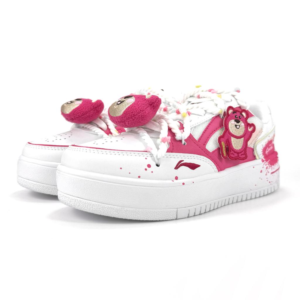 Li Ning LiNing X Disney Нескользящие, Износостойкие, Дышащие Низкие Скейтбордические Кроссовки Женские Белый Розовый AGCT382-1(Команда405-)