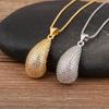 Nidin New Fashion Waterdrop Shape Hollow Design Charm Pendant Necklace For Women Men Shiny Crystal Zircon Jewelry Accessories