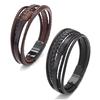 20cm Length Men Leather Rope Braided Bracelet Sales Alloy Magnetic Buckle Bracelets Bangles Female Party Jewelry
