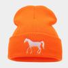 Personalized fashion horse embroidery knitted hat autumn and winter warm hat outdoor windproof ear protection wool hat versatile cold hat tide