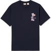 Levis SS24 Парижская лимитированная капсульная коллекция Футболка мужская с коротким рукавом, с круглым вырезом, свободного кроя, с принтом букв, темно-синяя 0023X-0000