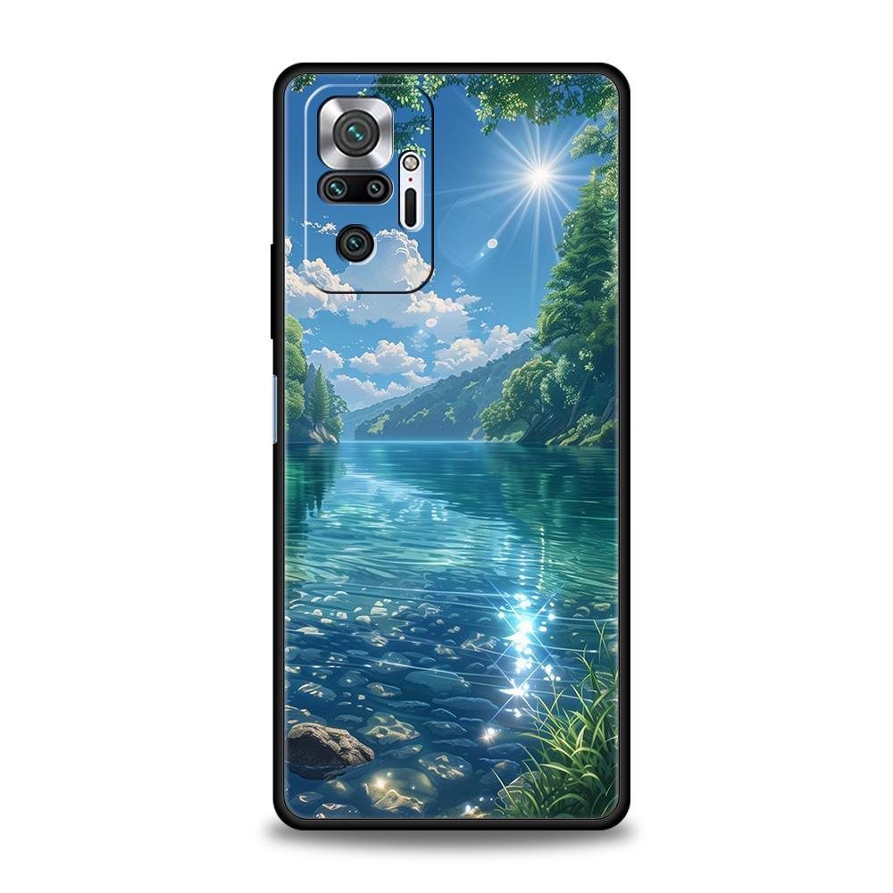 Чехол для телефона с изображением японского аниме-пейзажа для Xiaomi Redmi Note 14 13 12 10 11 Pro Plus 14C 13C 12C 10C 9C 5G Мягкий чехол из ТПУ