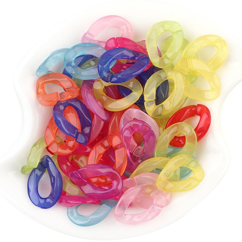 20pcs Ins Retro Rainbow Buckle Acrylic Long Chain Beads For Men Women Curb Cuban Link Jewelry Making DIY Bracelet Necklace