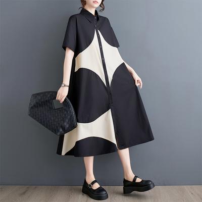 2025 Лето Новое Платье Плюс Размера Женское Платье Свободное Базовое Печать Длинное Винтажное Повседневное Платье Рубашка