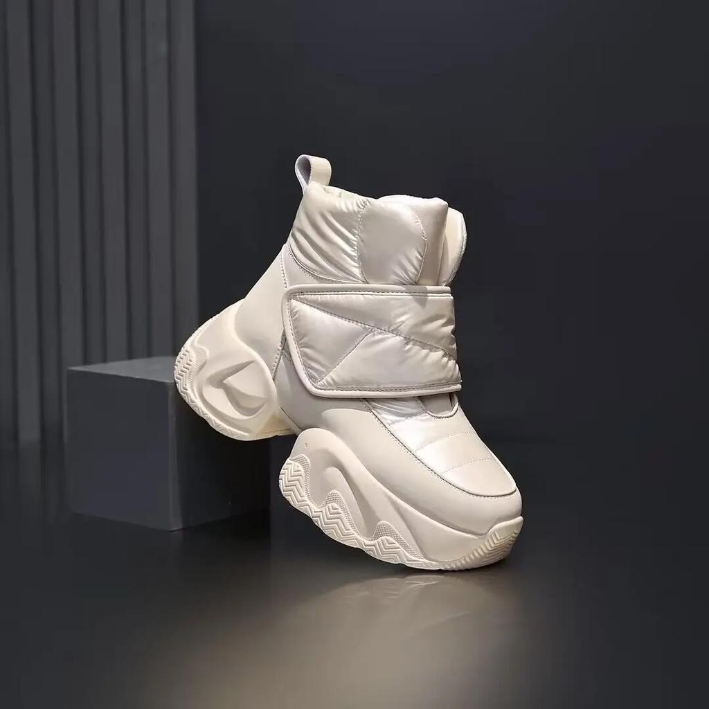 Женские ботинки на толстой подошве, повседневные ботинки на платформе, плюшевые теплые зимние ботинки для женщин, зимние ботинки с высоким верхом из хлопка, Botas Mujer