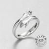 Trendy Gold Ring Opening Fine Jewelry Resizable 925 Sterling Silver Ring Antique Rings Hands Hug Shaped Loop For Women Girl Kofo