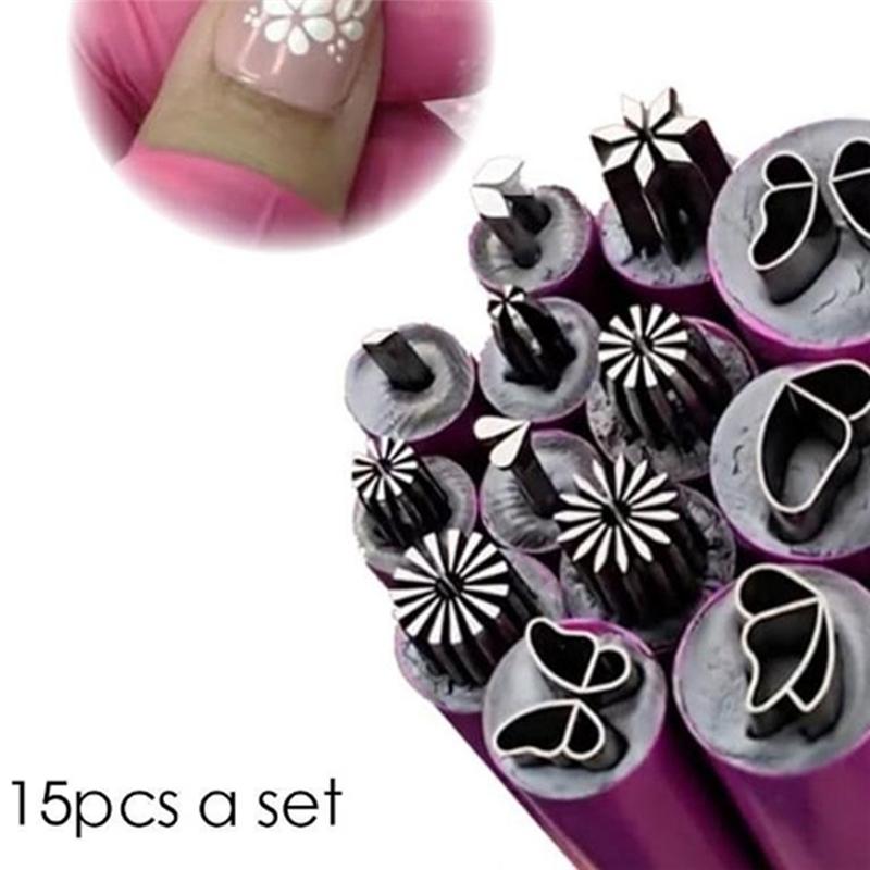 15Pcs Nail Art Stamp Pen Set,Flower Nail Stamp Pen,Nail Art Stamper Kit,Nail Art Tool With Different Patterns