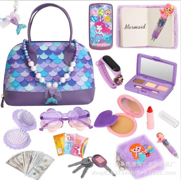 Kids Makeup Toys Set with Pretend Play Cosmetic Bag, Phone, Lipstick & Mirror - No Color Apply