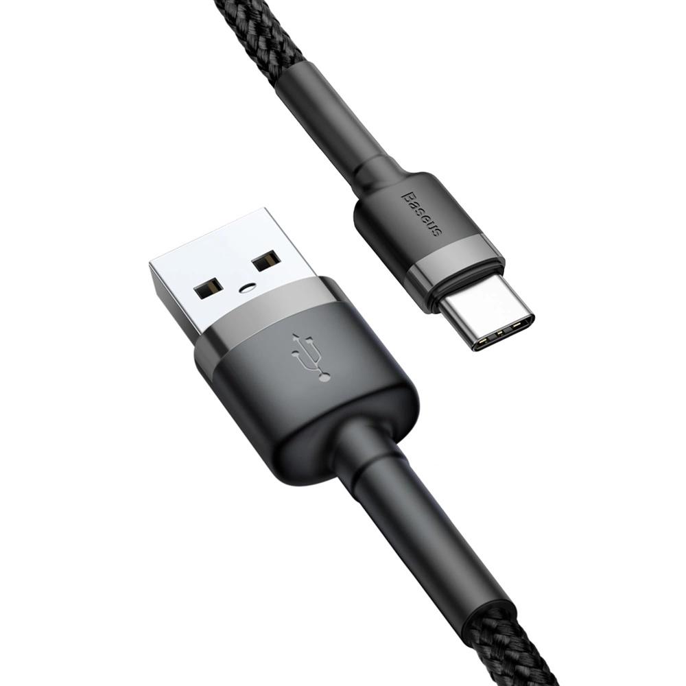 Baseus Cafule Cable Durable Nylon Cable Usb / Usb-C Qc3.0 3A 1M Black Gray (Catklf-Bg1)
