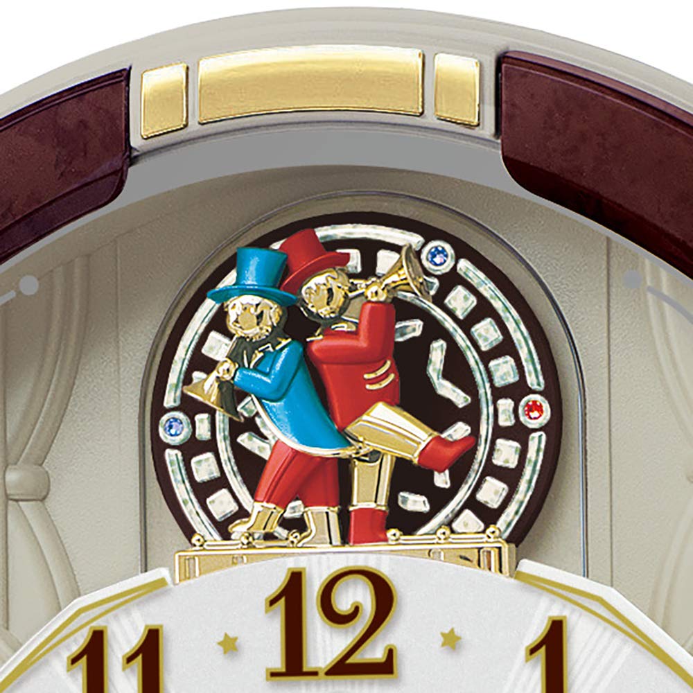 Seiko Clock Wall Clock Radio Analog Karakuri Dark Brown Marble Pattern 465 X 384 X 101mm RE581B