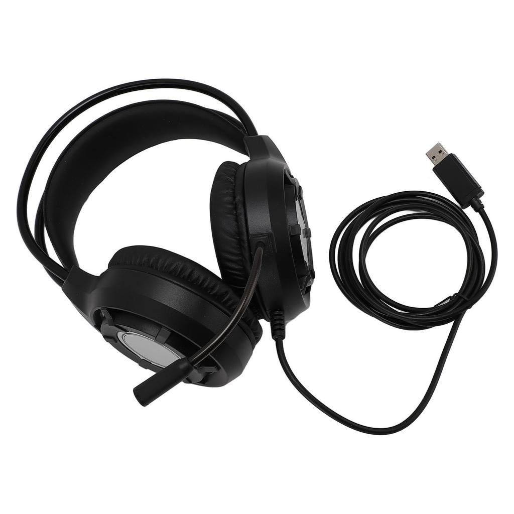 USB игровая гарнитура компьютерные наушники с микрофоном RGB подсветка проводные наушники для ноутбука