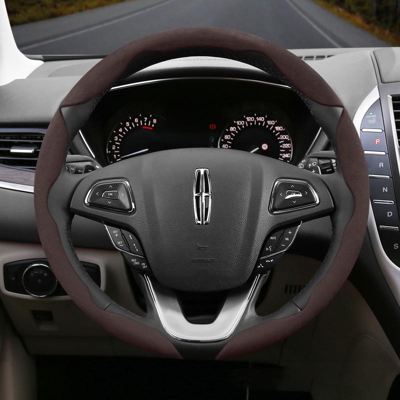 Suitable for Lincoln Anti-Slip Buckle Segmented Suede Steering Wheel Cover Suitable for Mkc Mkz Mkx Continental Navigator Mkt Mark Viii Town G1