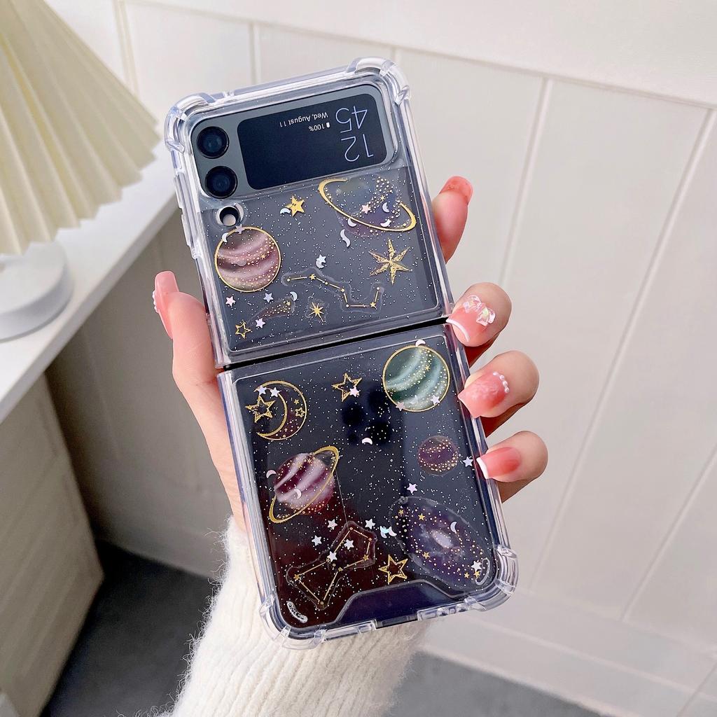 Чехол для Samsung Z Flip 3, прозрачный чехол для телефона с фантазийной звездой для Samsung Galaxy Z Flip 4 Zflip3, мягкая противоударная задняя крышка